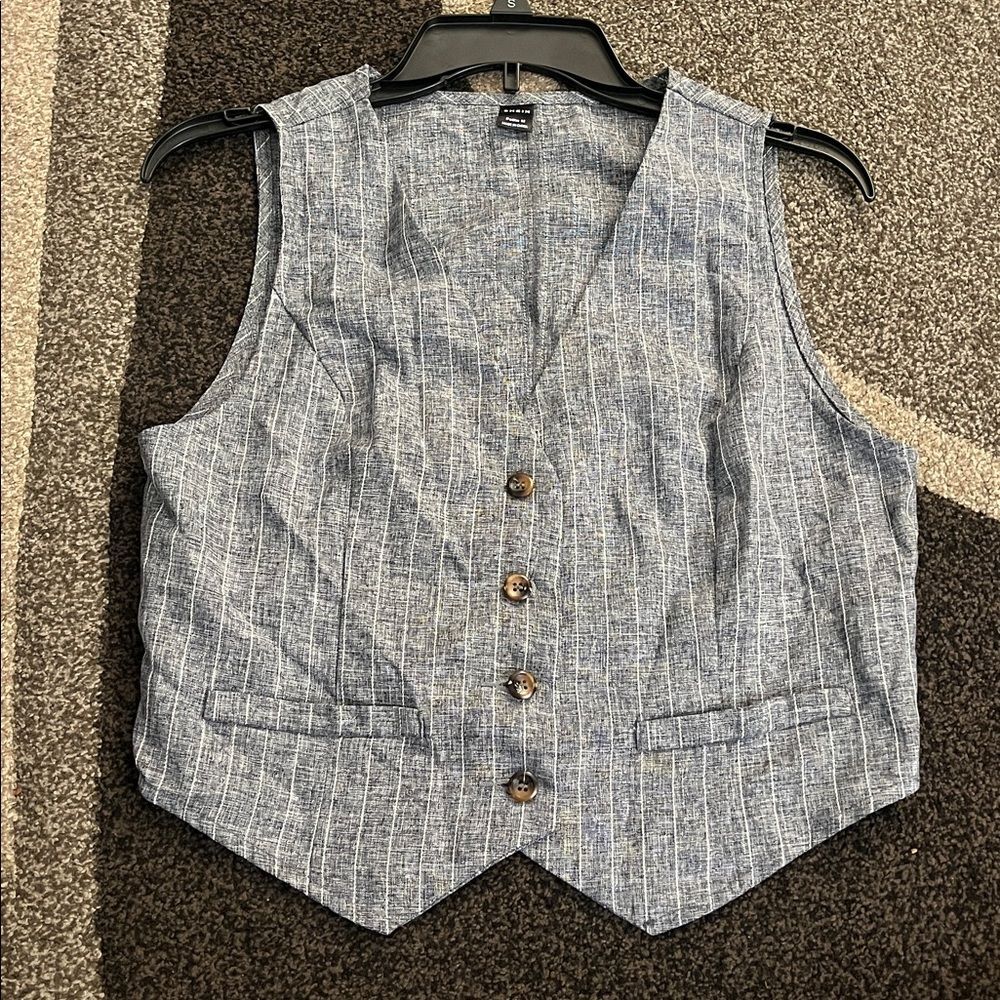 SHEIN Petite Blue Pinstripe Tailored Vest Size PM